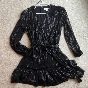 Women’s long sleeve black sequence dress
